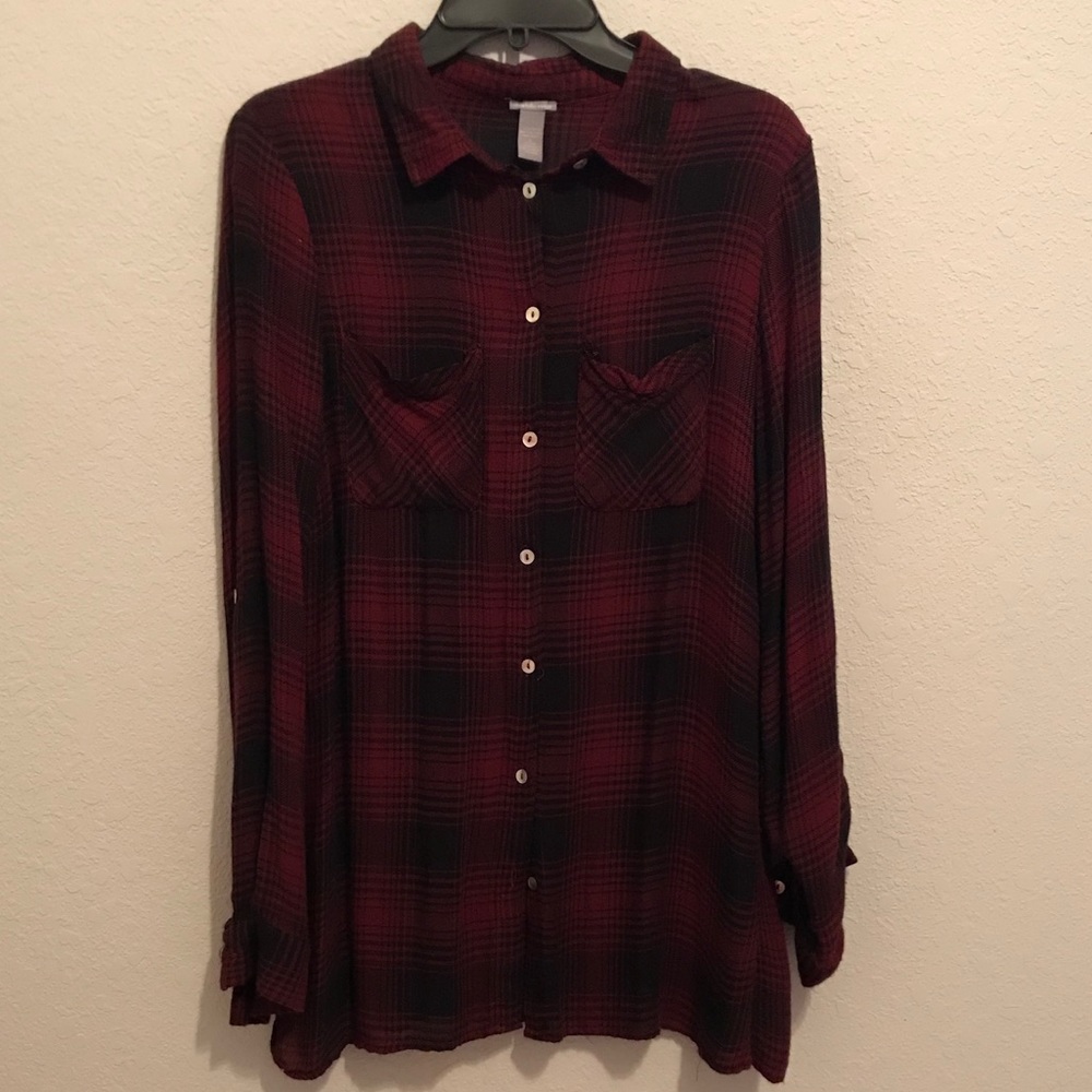Charlotte Russe Plaid Top